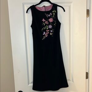 Floral Embroidered Black Dress
